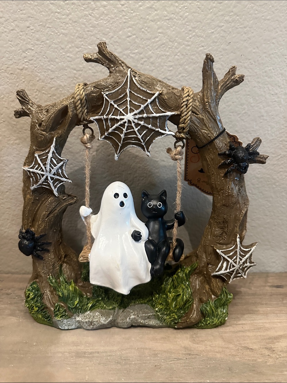 Sale! Halloween Ghost & Black Cat Swing Decoration - Brown Tree Accent